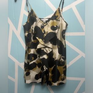 CAbi ‘Ingenue’ animal print cami with ruffle front